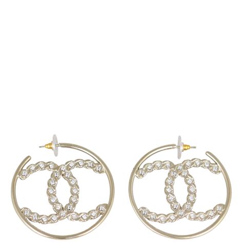 chanel cc hoop earrings style code a96503|CHANEL Metal Crystal Quilted CC Hoop Earrings .